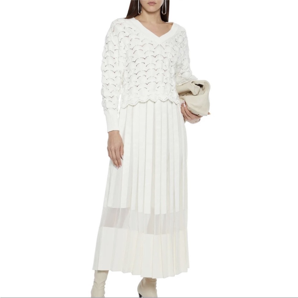 Jonathan Simkhai Scalloped Pointelle Sweater Cotton